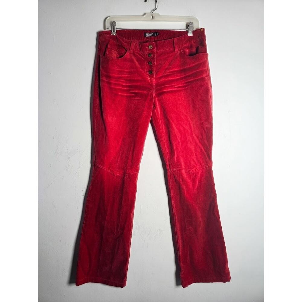 Laundry Dark Red Cotton Corduroy Y2K Low Rise Button Fly Wide Leg Pants size 12